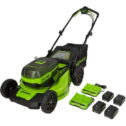 Greenworks 48V 21-inch Self-Propelled Lawn Mower W/(4) 4.0 Ah USB Batteries and (2) Dual Port Chargers, 2532702