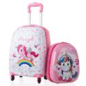Gymax 2PC Kids Carry-on Luggage Set 12'' Backpack & 16'' Rolling Suitcase for School Travel ABS