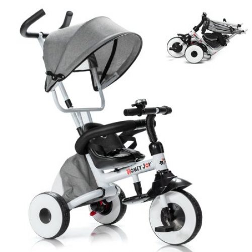 Gymax 4-In-1 Kids Baby Tricycle Learning Toy Bike w/ Detachable Canopy