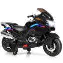 Gymax Black 12 V Motorcycle Powered Ride-On with Training Wheels