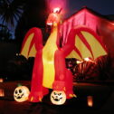 Gymax 10' Halloween Inflatable Fire Dragon Air-blown Decor w/ Wings & LED