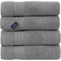 Hammam Linen Bath Towels 4 Piece Set Cool Grey Soft Fluffy, Absorbent and Quick Dry Perfect for Daily Use
