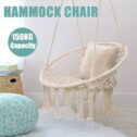 Hanging Hammock Chair Mesh Woven Rope Macrame Bar Chair Swing for Indoor/ Outdoor/ Home/ Bedroom/ Patio/ Yard/ Deck/ Garden Chair...