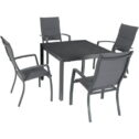 Hanover Naples 5-Piece Outdoor Dining Set with 4 Padded Sling Chairs and a 38