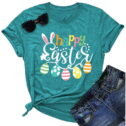 Happy Easter Shirts for Women Easter Bunny T-Shirt Rabbit Graphic Tees Easter Egg Holiday Shirt Tops