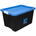 HART 27 Gallon Heavy Duty Latching Plastic Storage Bin Container, Black,