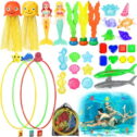 Hatisan 35Pcs Diving Toys, Swimming Pool Toys for Kids with a Storage Net Bag, underwater toys,Water Toys Swim Learning &...