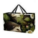 Hedgehog Large Capacity Reusable Oxford Cloth Grocery Baskets: Foldable Toy Basket, Storage Bag, Easter Basket
