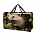 Hedgehog Large Capacity Reusable Oxford Cloth Grocery Baskets: Foldable Toy Basket, Storage Bag, Easter Basket