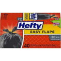 Hefty Easy Flaps Multipurpose Large Trash Bags, Unscented, 30 Gallon, 40 Count