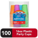 Hefty Everyday Disposable Plastic Cups, Assorted Colors, 16 oz, 100 count