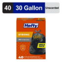 Hefty Strong Large Trash Bags, Black, 30 gallon, 40 Count