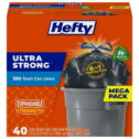 Hefty Ultra Strong Large Trash Bags, Black, Unscented, 33 Gallon, 40 Count