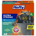 Hefty Ultra Strong Large Trash Bags, Black, White Pine Breeze Scent, 33 Gallon, 40 Count