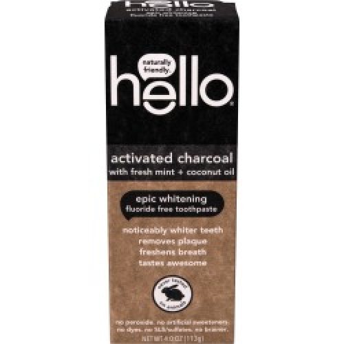 Hello Activated Charcoal Whitening Toothpaste, Fluoride Free - 4 oz