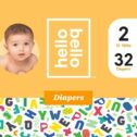 Hello Bello Premium Baby Diapers, Alphabet Soup Designs, Infant Size 2, 32 Count