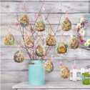 Herrnalise 24 Pcs Vintage Easter Wooden Hanging Ornaments Retro Easter Ornament for Tree Easter Egg Bunny Chick Wood Slices Decorations...