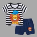 Herrnalise Toddler Boys Cartoon Print Pattern Short Sleeve Clothes Summer Two-piece Sute Clothes for Boys under $10