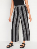 High-Waisted Striped Linen-Blend Wide-Leg Pants for Women On Sale At Old Navy
