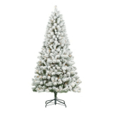 Holiday Time 6.5ft Pre-Lit Flocked Frisco Pine Christmas Tree, Green, 6.5′, Clear On Sale At Walmart
