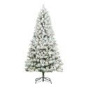Holiday Time 6.5ft Pre-Lit Flocked Frisco Pine Christmas Tree, Green, 6.5', Clear