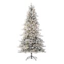 Holiday Time 7.5ft Pre-Lit Flocked Birmingham Fir Artificial Christmas Tree, Warm White LED, Green, 7.5'