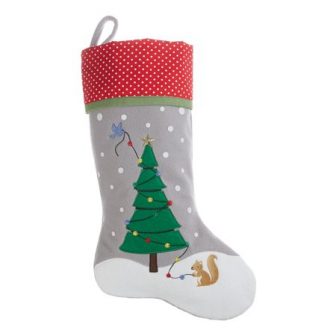 Holiday Time Christmas Decor Squirrel & Tree Stocking, 19