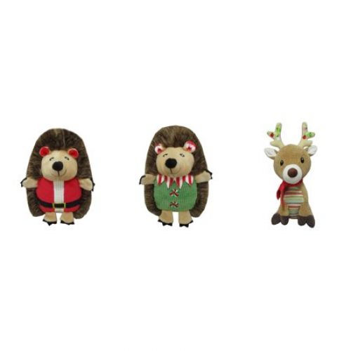Holiday Time Plush Dog Toys, Brown, 3 pack