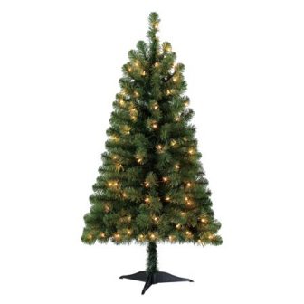 Holiday Time Pre-Lit 4' Indiana Spruce Green Artificial Christmas Tree, Clear-Lights