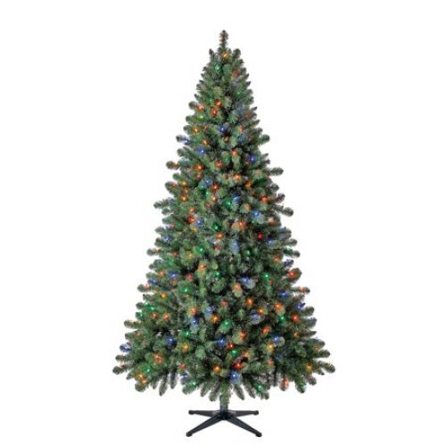 Holiday Time Pre-Lit Duncan Fir Artificial Christmas Tree, Multicolor LED Lights, 7'