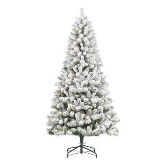 Holiday Time Pre-Lit Flocked Frisco Pine Christmas Tree, 6.5', Clear