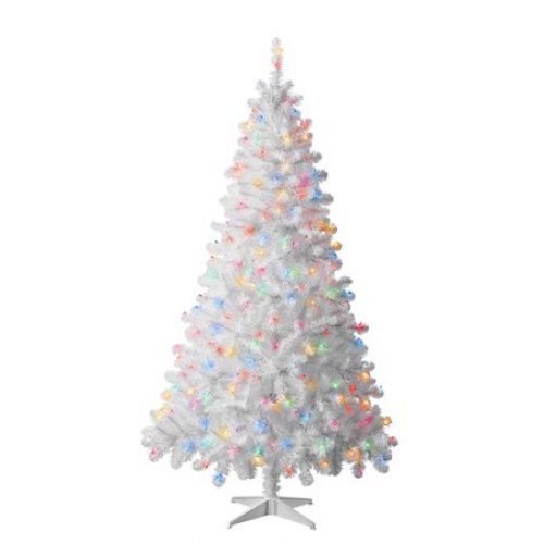 Holiday Time Pre-Lit Madison Pine White Artificial Christmas Tree, Multicolor Incandescent Lights, 6.5'