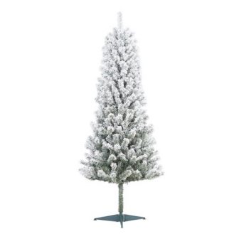 Holiday Time Un-Lit Snow-Flocked Pine Artificial Christmas Tree, 6', White