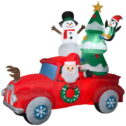 Holiday Time 8ft Santa In Truck with Snowman and Christmas Tree Inflatable