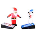 Holiday Time Christmas Inflatable Santa and Snowman Playing Corn Hole, 5’ Tall Santa, 4.5' Tall Snowman