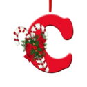 Holloyiver Christmas Tree Decoration Pendant, Personalized Christmas 26 Initial Letter Ornaments, Red Ornaments for Christmas Tree Indoor Christmas Decorations Christmas...