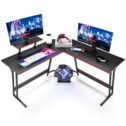 Homall L-Shaped Gaming Desk 51 Inches Corner Office Gaming Desk with Removable Monitor Riser, Black