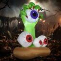 HOMCOM 4ft Halloween Inflatables Outdoor Decorations Monster Hand Grasping Bloodshot Eyeballs, Blow Up LED Yard Decor for Garden, Lawn, Party,...