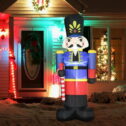 HOMCOM 8ft Christmas Inflatables Outdoor Decorations Nutcracker Toy Soldier with Scepter, Blow-Up Yard Christmas Decor with LED Lights Display