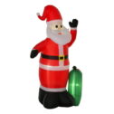 HOMCOM 8ft Christmas Inflatables Outdoor Decorations Santa Claus with Toy Bag, Blow-Up Yard Christmas Decor with LED Lights Display