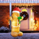 Homcom Christmas Inflatable Gingerbread Man with LED Lights for Indoor Outdoor