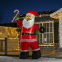Homcom Christmas Inflatable Santa Claus Wearing Hat with LED Lights for Outdoor