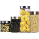 Home Basics Canister Set, Glass, 4 Pieces