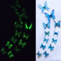 Home Clearance Under $5.00 Rucky 12Pcs Luminous Butterfly Design Decal Art Wall Stickers Room Magnetic Home Decor Blue One Size