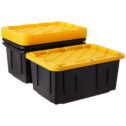 Homz Durabilt 27 Gallon Tough Container, Black and Yellow, Set of 2