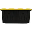 Homz Durabilt 27 Gal. Plastic Storage Tote, Black/Yellow (Set of 4)