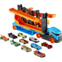 Hot Wheels Lift & Launch Hauler with 10 Die-Cast Cars, Gift for Kids 3 to 8 Years Old (Walmart Exclusive)
