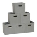 Household Essentials 84-1 Foldable Fabric Storage Bins | Set of 6 Cubby Cubes with Handles | Teafog, 6 lbs, Grey,...