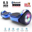 Hoverboard All-Terrain LED Flash Wide All Terrian Wheel with Bluetooth Speaker Dual LED Light Self Balancing Wheel Electric Scooter Chrome...