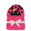 Hudson Baby Infant Girl Cotton Animal Face Hooded Towel, Ladybug, One Size